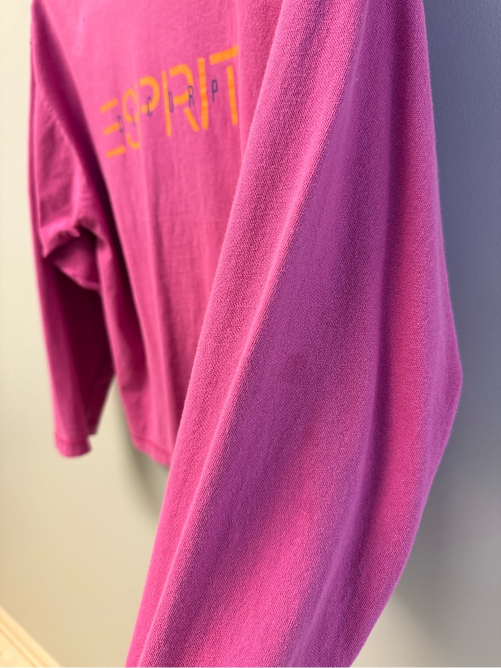 Vintage 80s ESPRIT pink logo long sleeve tee 100% cotton - Picture 4 of 8
